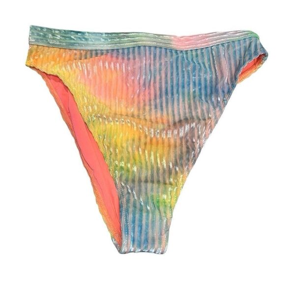 Dippin Daisys Swim Revibe Ribbed Velvet Women M Bikini Set Swimsuit High Rainbow - Picture 3 of 11